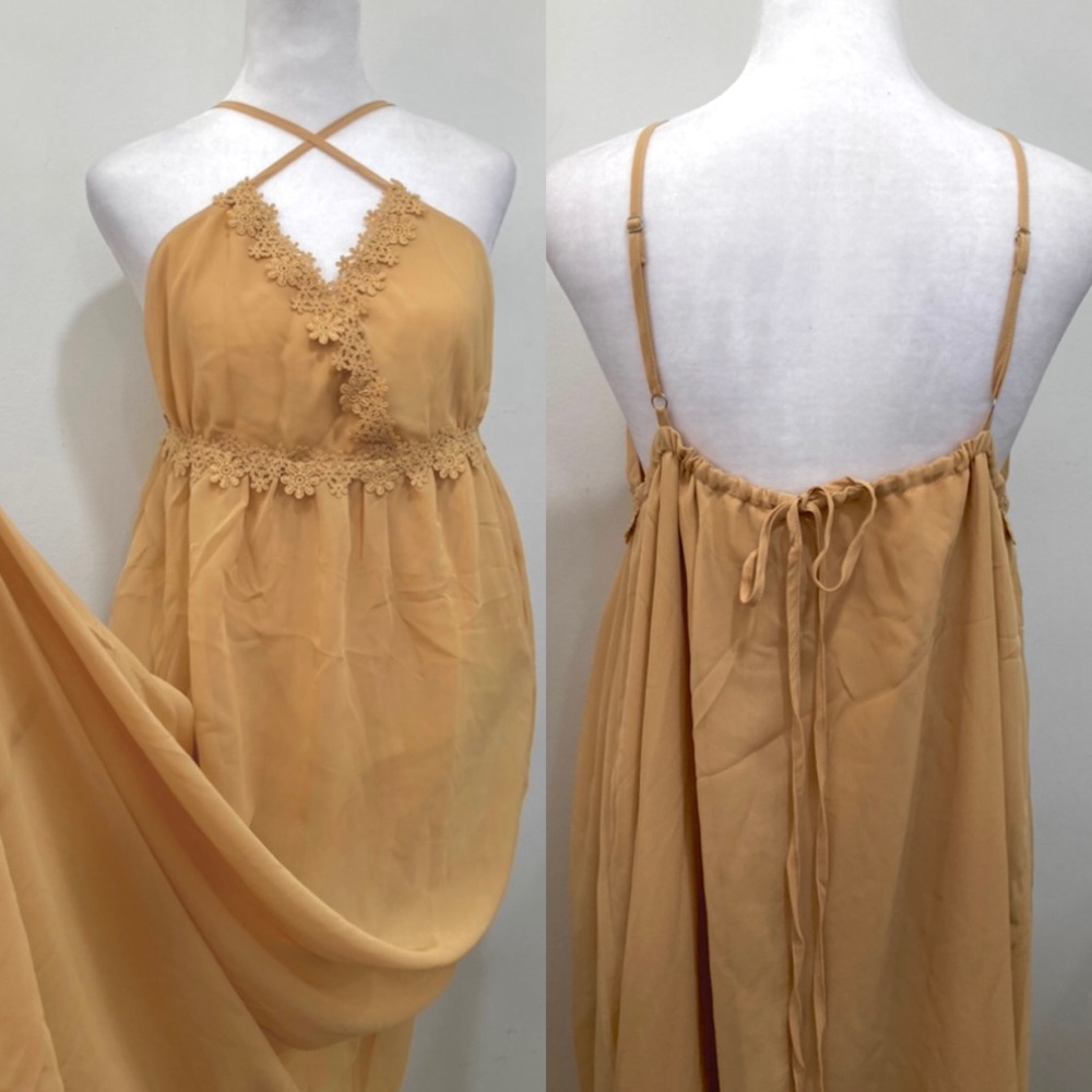 Flowy beach dress cami halter strappy back